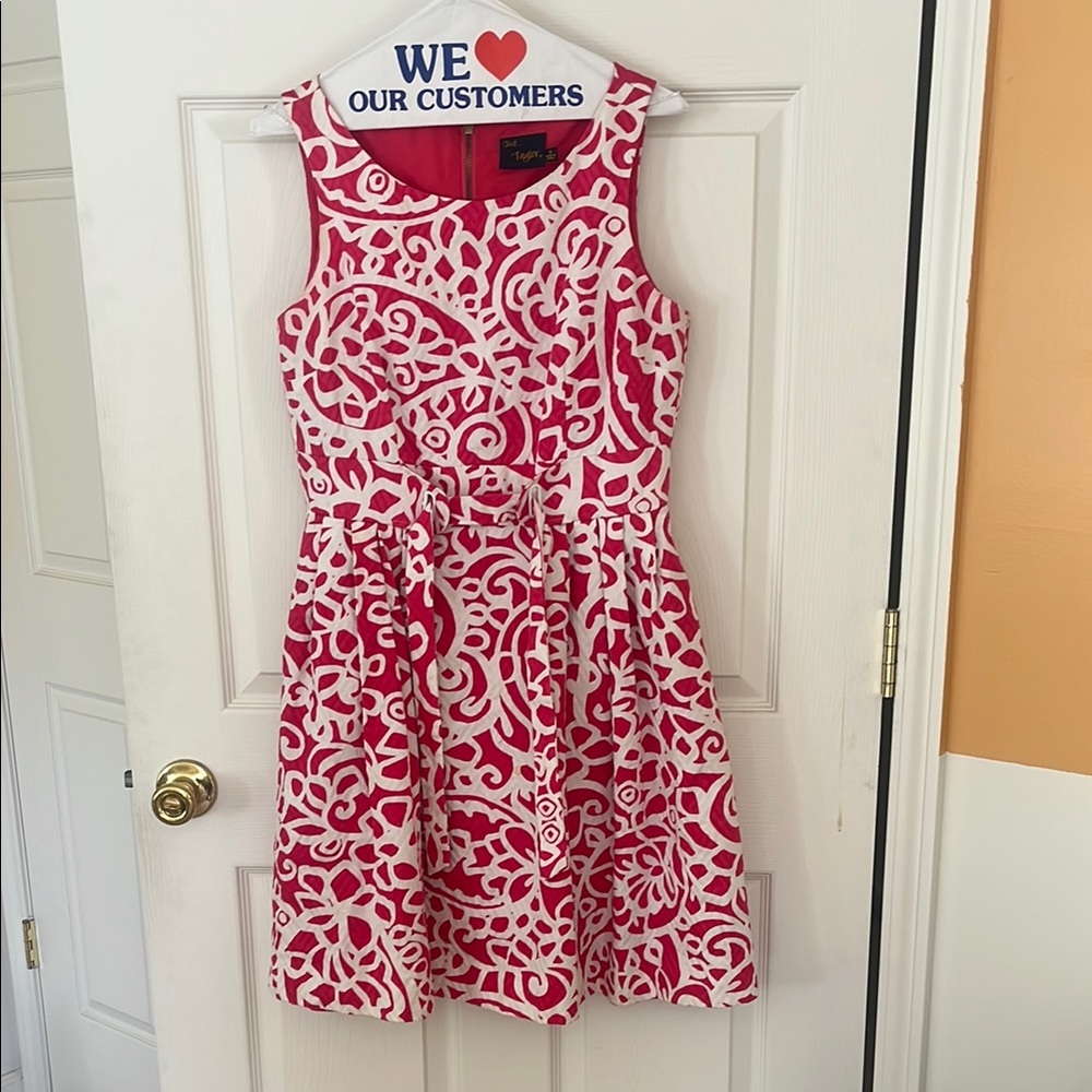 Taylor Vibrant Pink and Cream Dress
